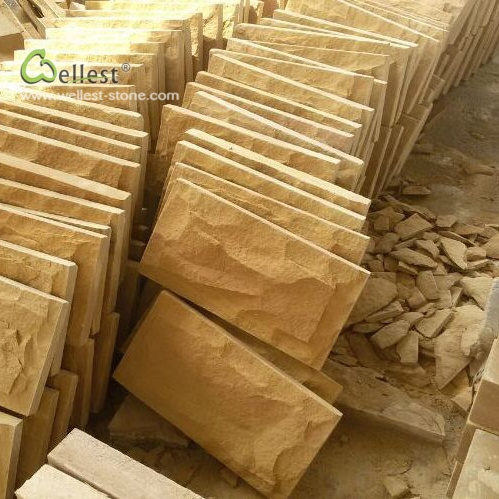 SY152 Yellow Sandstone Mushroomed Stone Wall Cladding