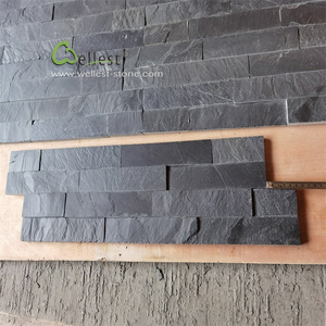 Wholesales Natural Black slate Z shape interlocking stacked ledge stone culture stone wall panel