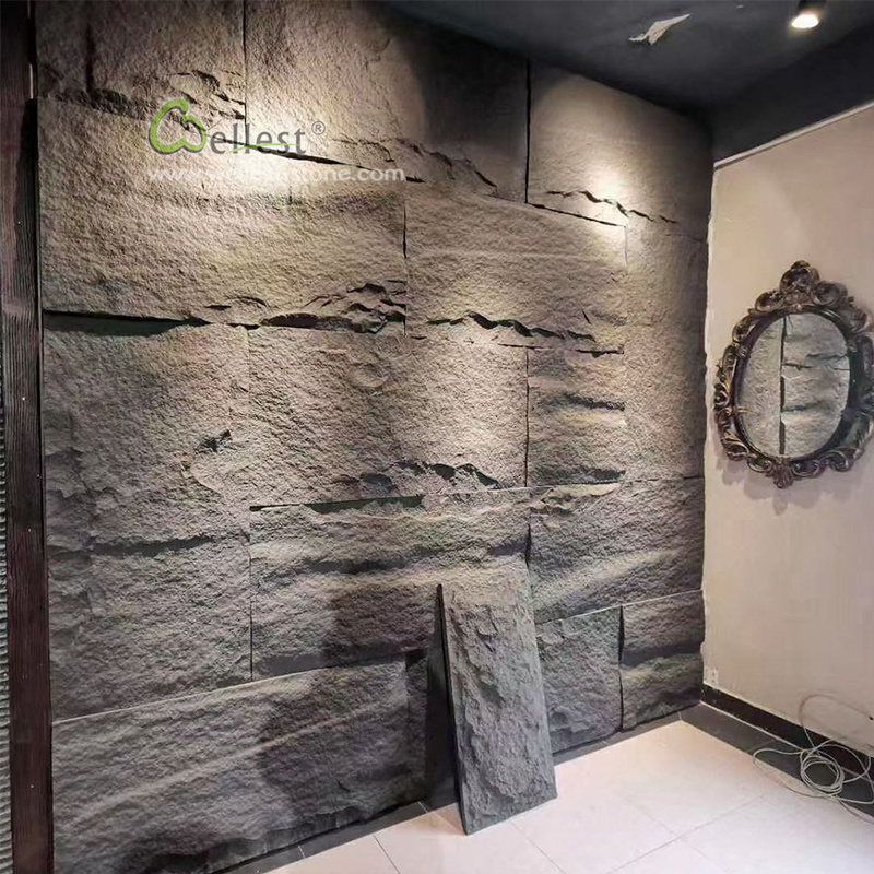 Light weight PU large faux stone rock 3d sound proof wall panels for house decoration