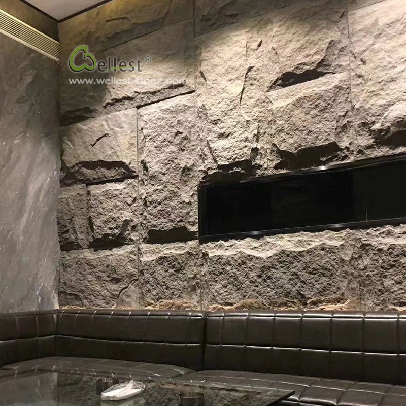 Light weight PU large faux stone rock 3d sound proof wall panels for house decoration