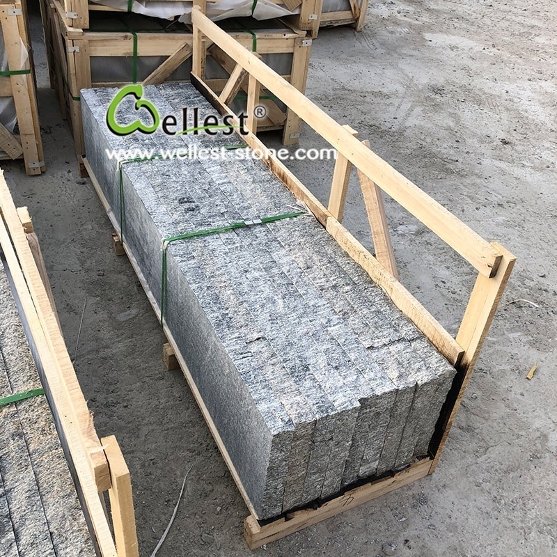 Ash Grey Granite Block Retaining Wall Caps With Sides Split