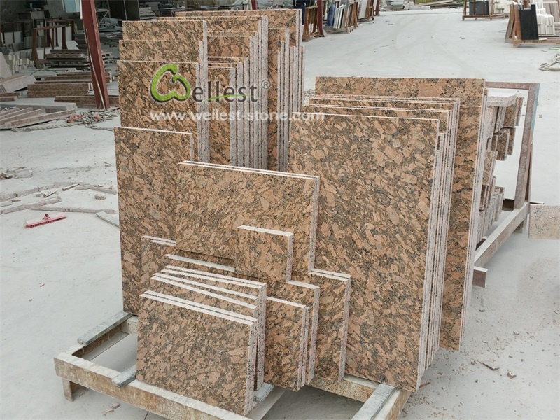 high end Giallo Fiorito golden granite facade stone panels for buildings exterior wall cladding