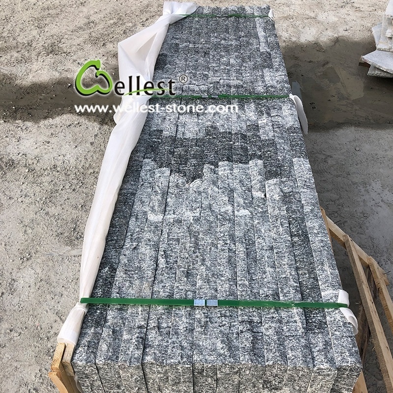 Ash Grey Granite Block Retaining Wall Caps With Sides Split