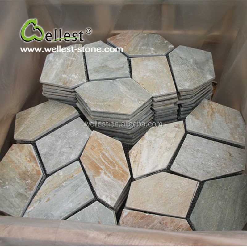 irregular shaped slate landscape stone paver for outdoor flooring