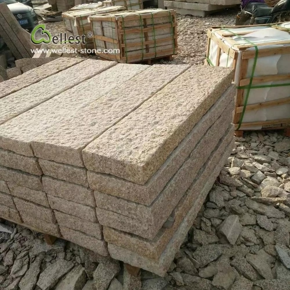 Rough picked g682 yellow granite kerbstone, granite palisade for wall fence