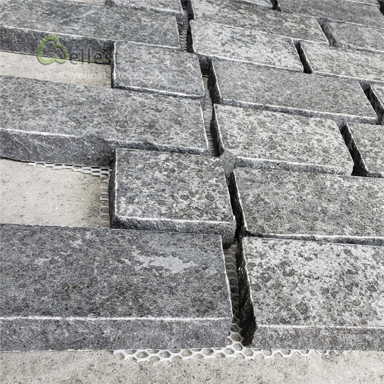 Hot-sale G684 Granite Mesh Cobblestone Pavers with Flamed Finish