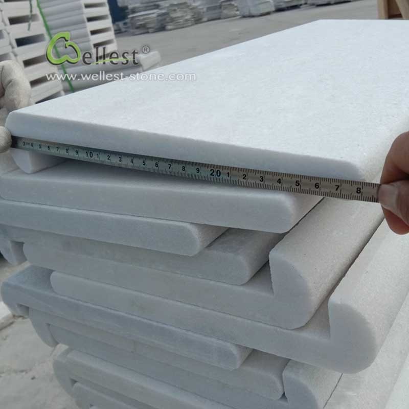 China Natural Crystal Pure White Quartzite Swimming Pool Coping Drop face bullnose edge Coping Stones for high-end project