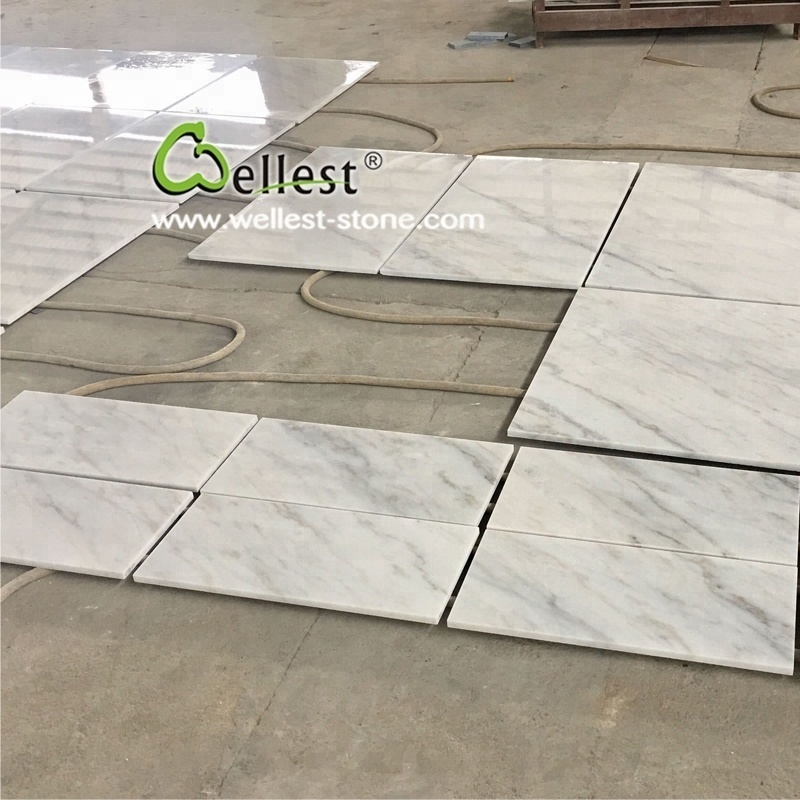 Polished volakas white marble tile, marble slab, skirting, door frame, window sill