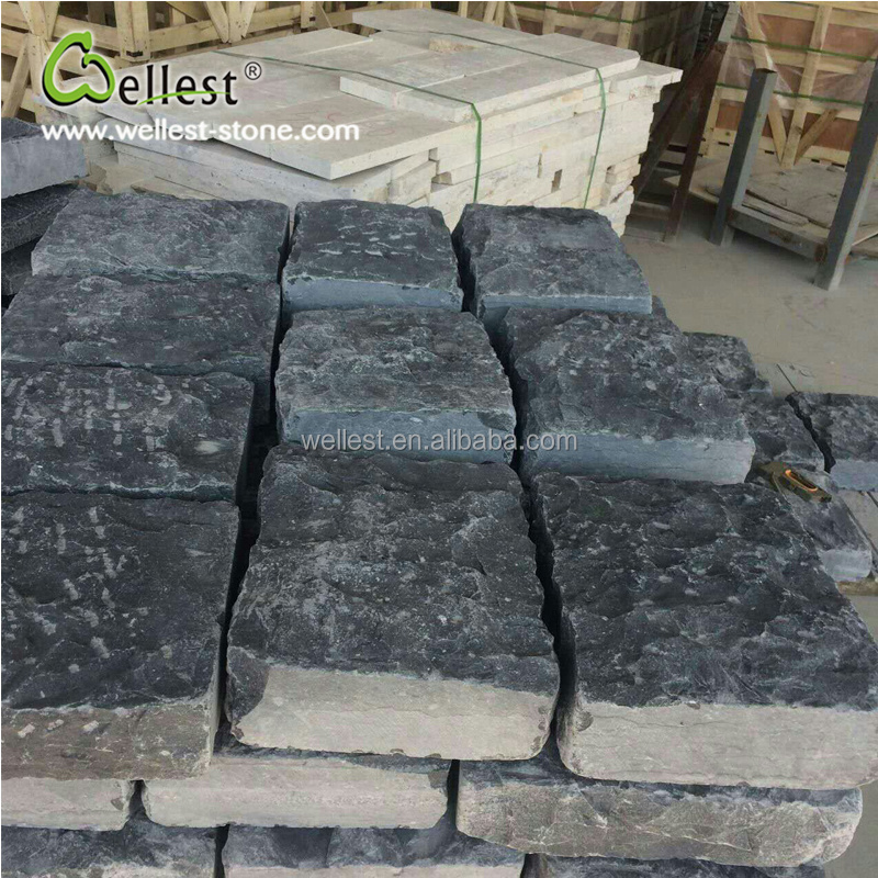 Black limestone parking lot paving stone driveway cube brick stone