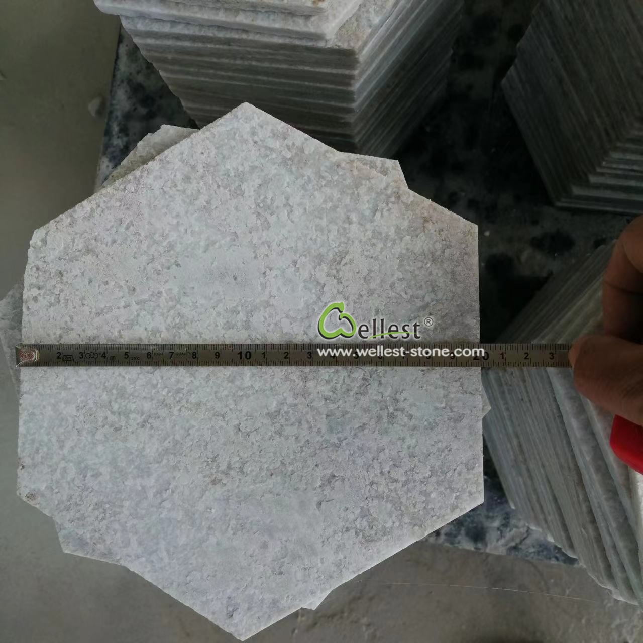 white marble with golden brown quartzite natural stone hexagon floor tile and hexagonal wall panel