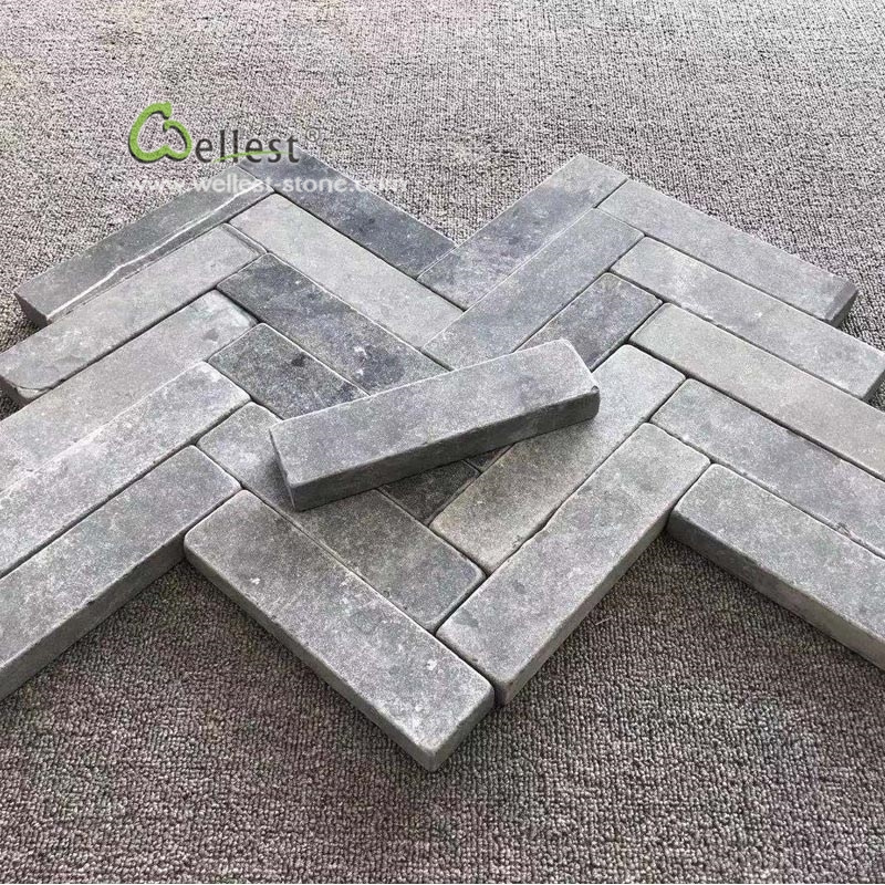 Antique decoration Tumble light grey and dark grey limestone paver paving brick for floor