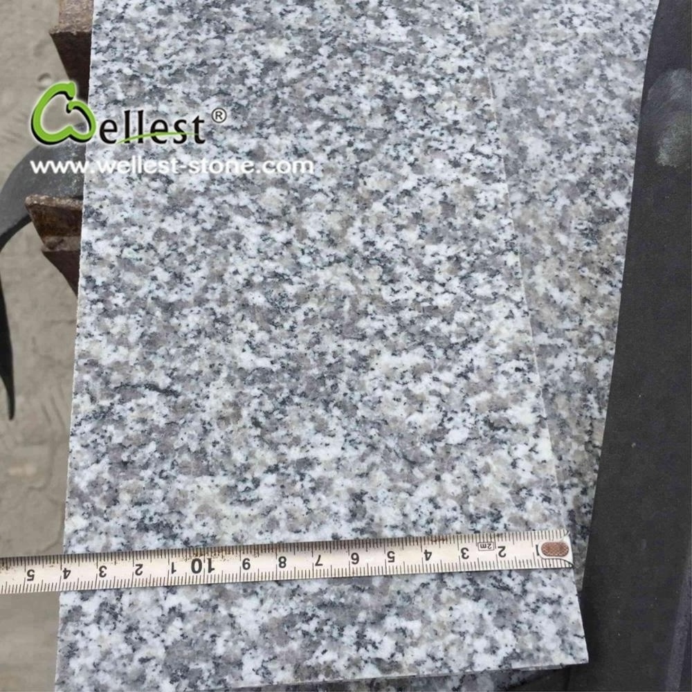 anti slip finish silver grey granite treads and riser for outdoor step