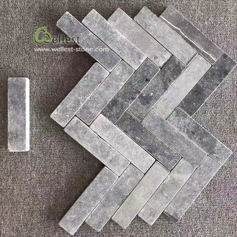 Antique decoration Tumble light grey and dark grey limestone paver paving brick for floor