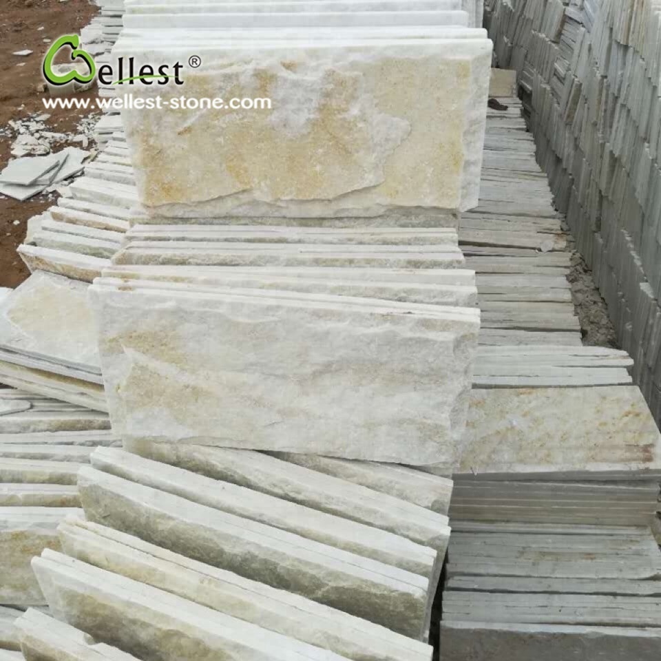 white quartzite stone bricks indoor and outdoor wall stone panel