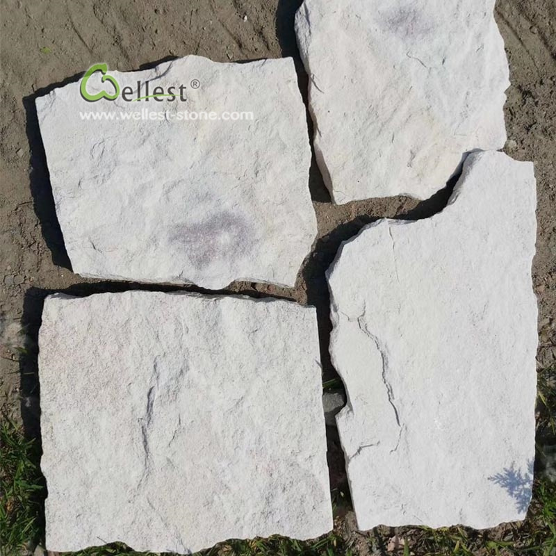 White Quartzite and Sandstone Irregular Random Shape Flagstone For Wall and Floor