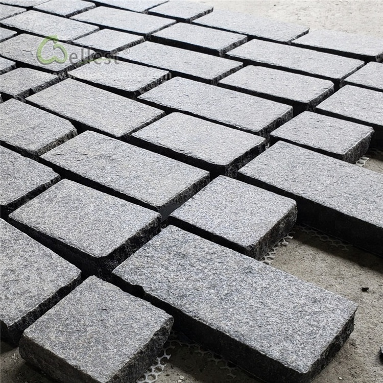 Beautiful Rectangle G684 Black Granite Cobblestone Paver Mats