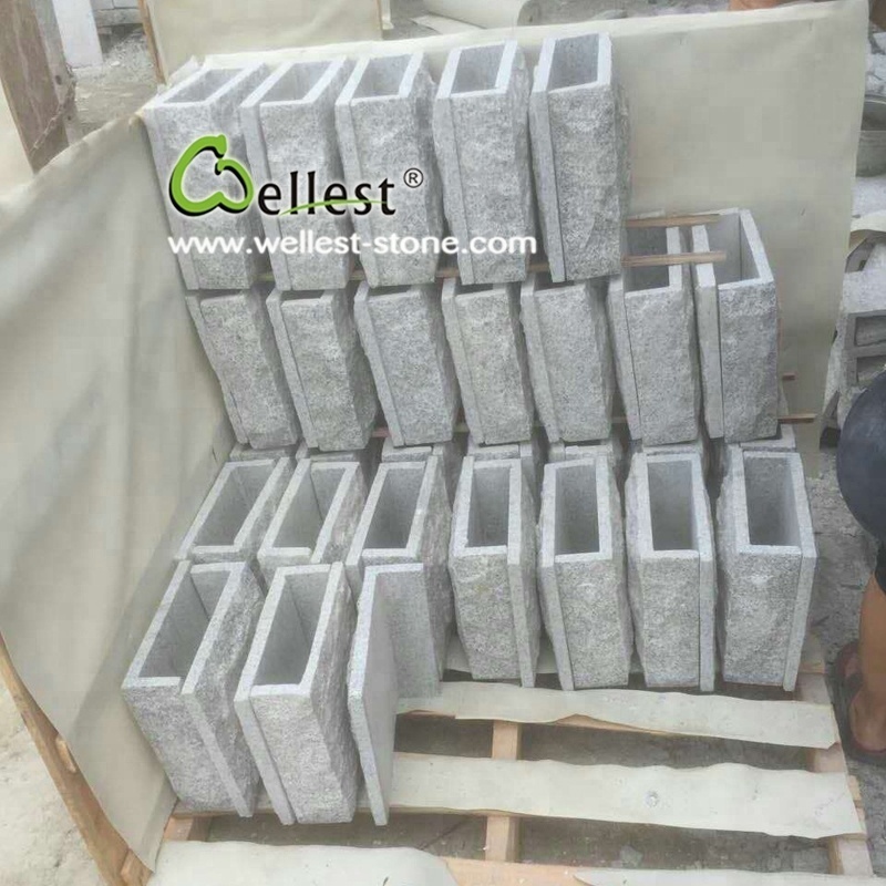 Dark Grey Granite Mushroom Surface Castle Stone For Outside Wall