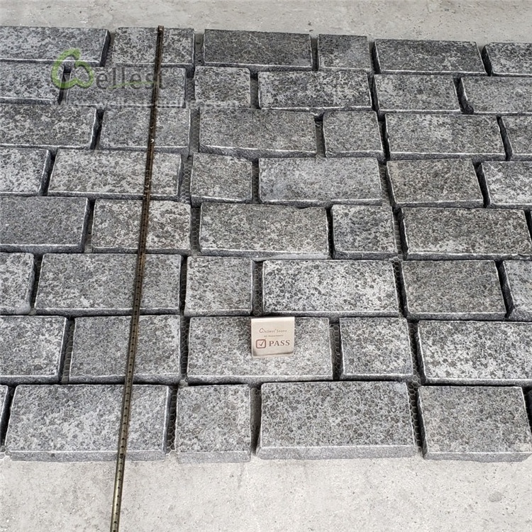 Beautiful Rectangle G684 Black Granite Cobblestone Paver Mats