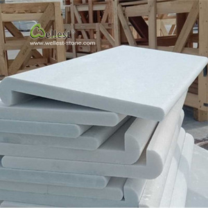 China Natural Crystal Pure White Quartzite Swimming Pool Coping Drop face bullnose edge Coping Stones for high-end project