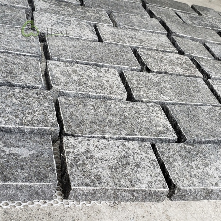 Beautiful Rectangle G684 Black Granite Cobblestone Paver Mats