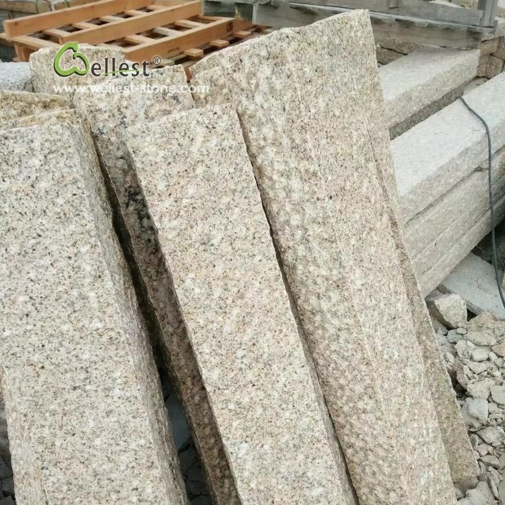 Rough picked g682 yellow granite kerbstone, granite palisade for wall fence