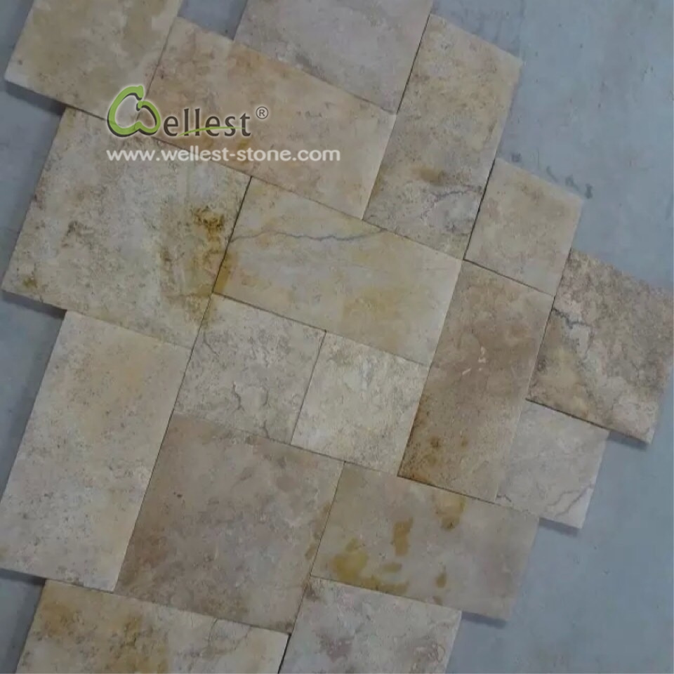 Versailles Pattern brushed chiseled edge travertine tiles flooring