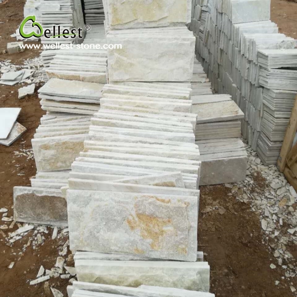 white quartzite stone bricks indoor and outdoor wall stone panel