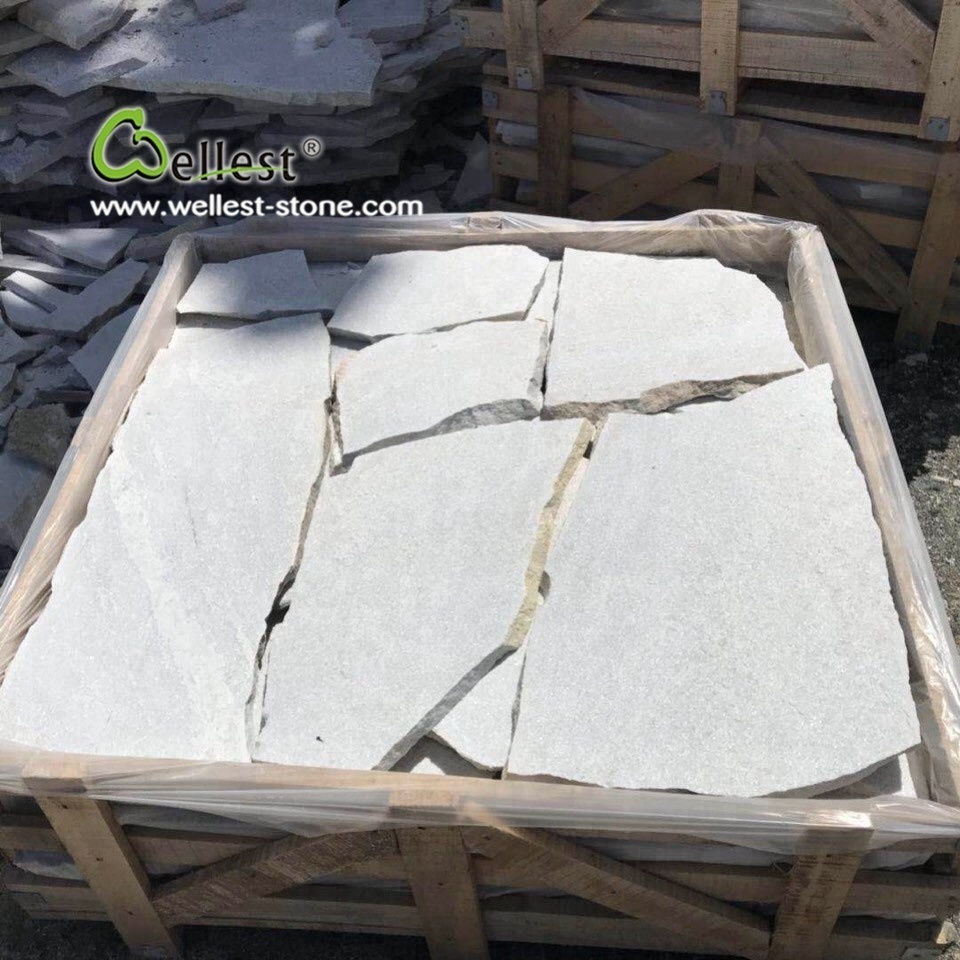 White Quartzite and Sandstone Irregular Random Shape Flagstone For Wall and Floor