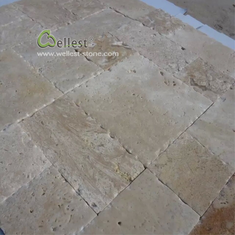 Versailles Pattern brushed chiseled edge travertine tiles flooring