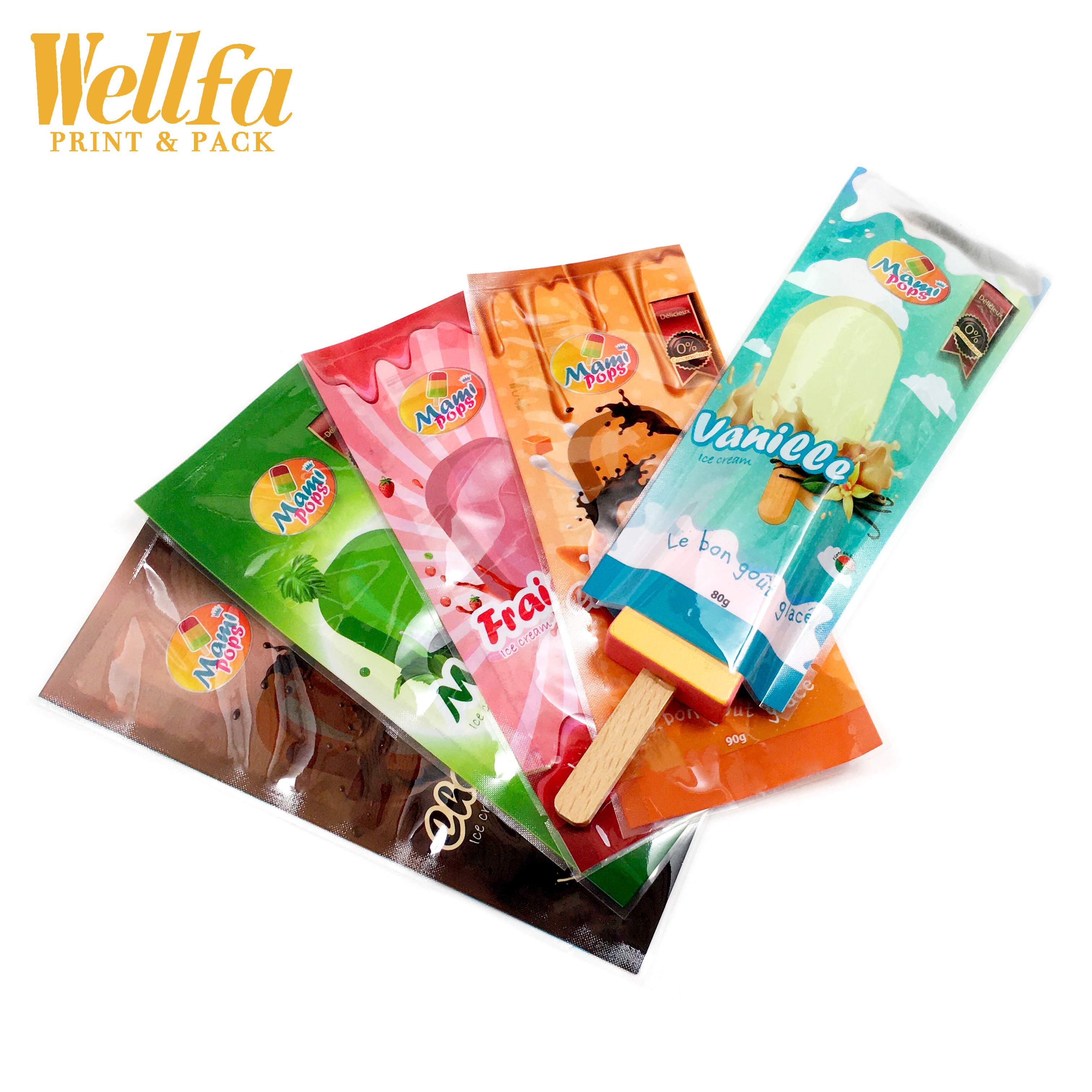 Factory Custom Food Grade Back Seal Easy Tear Clear Dispoz-a-bag Edible Ice Lolly Packaging Frozen Laminated Popsicle Wrappers