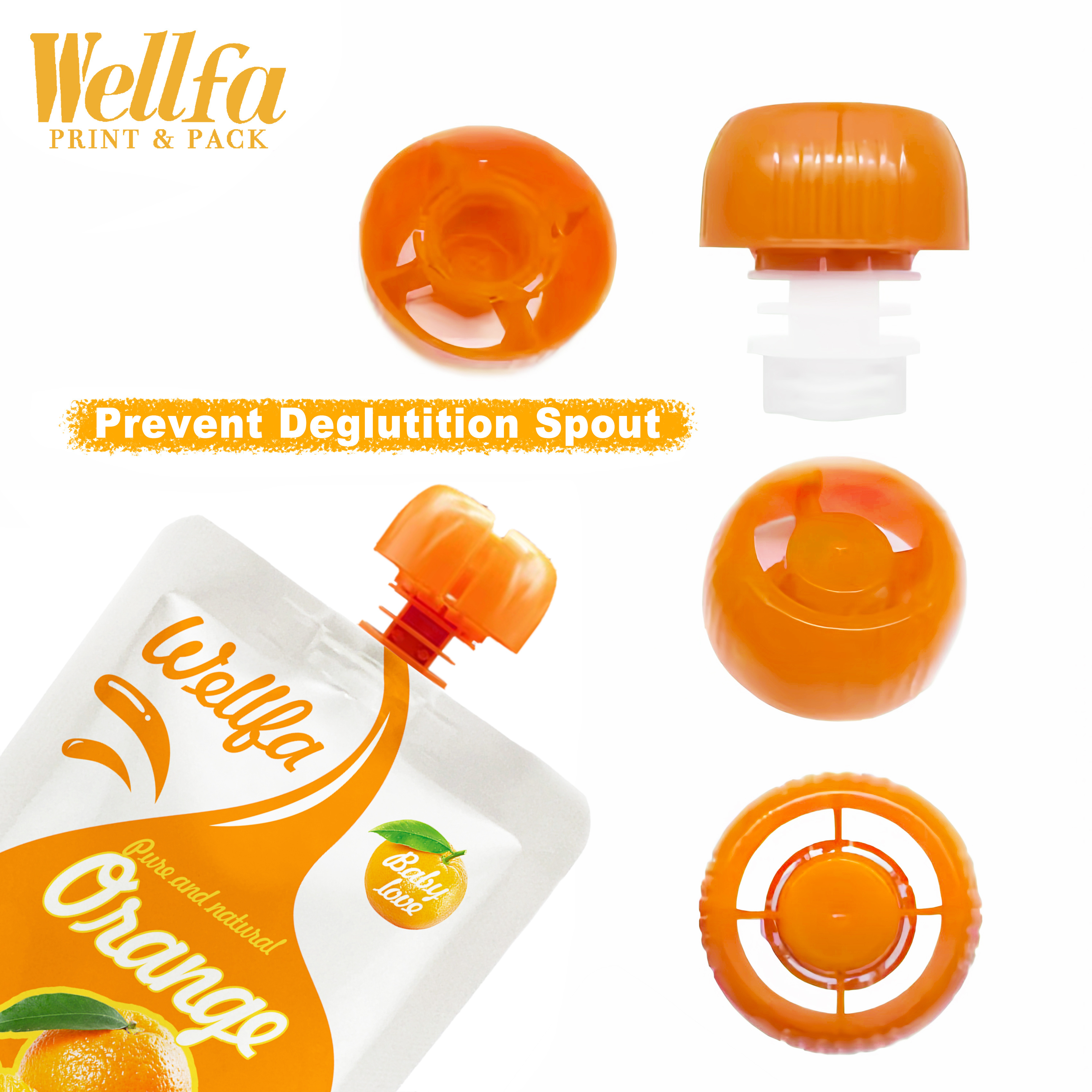 BPA Free Custom Printed Reusable Doypack Juice Beverage Organic Fruit Puree Squeeze Refill Packaging Bag Baby Food Spout Pouch