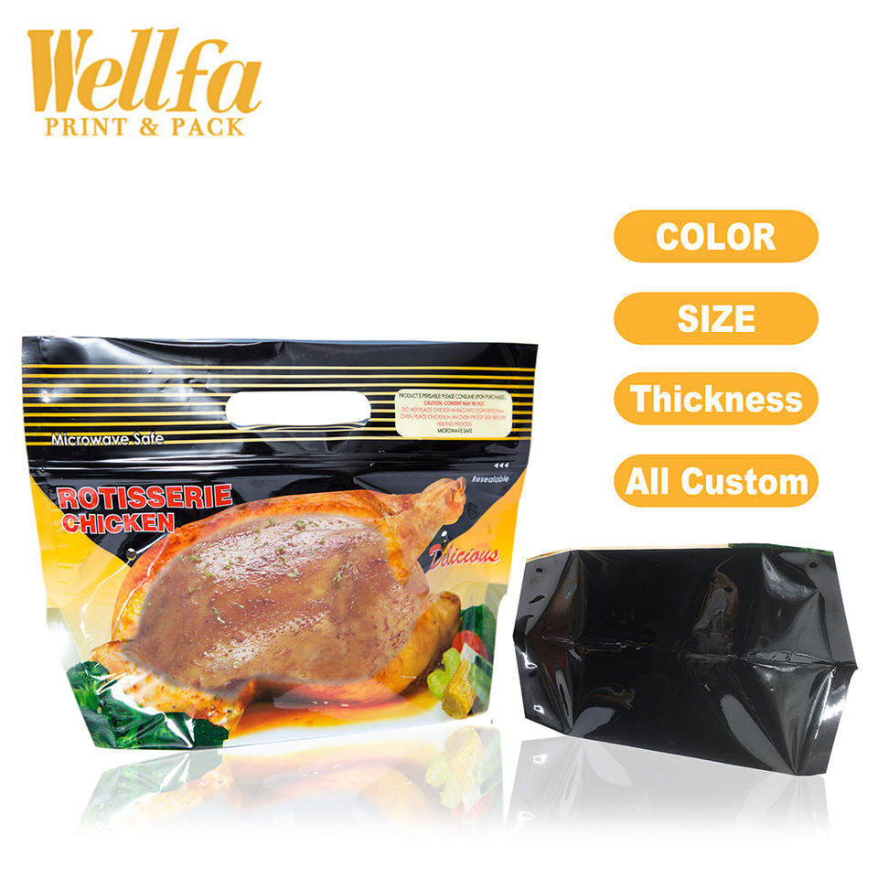 Bag Rotisserie Roast Packaging Custom Printed Laminated Plastic Food Microwave Hot Anti-fog Roasted Chicken Bags