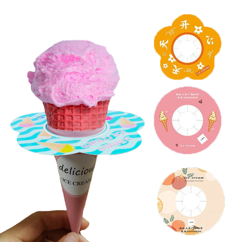 OEM Custom Printing Eco Friendly Ice Cream Cone Paper Sleeves Conic Ice Cream Cone Paper Wrapping Holder