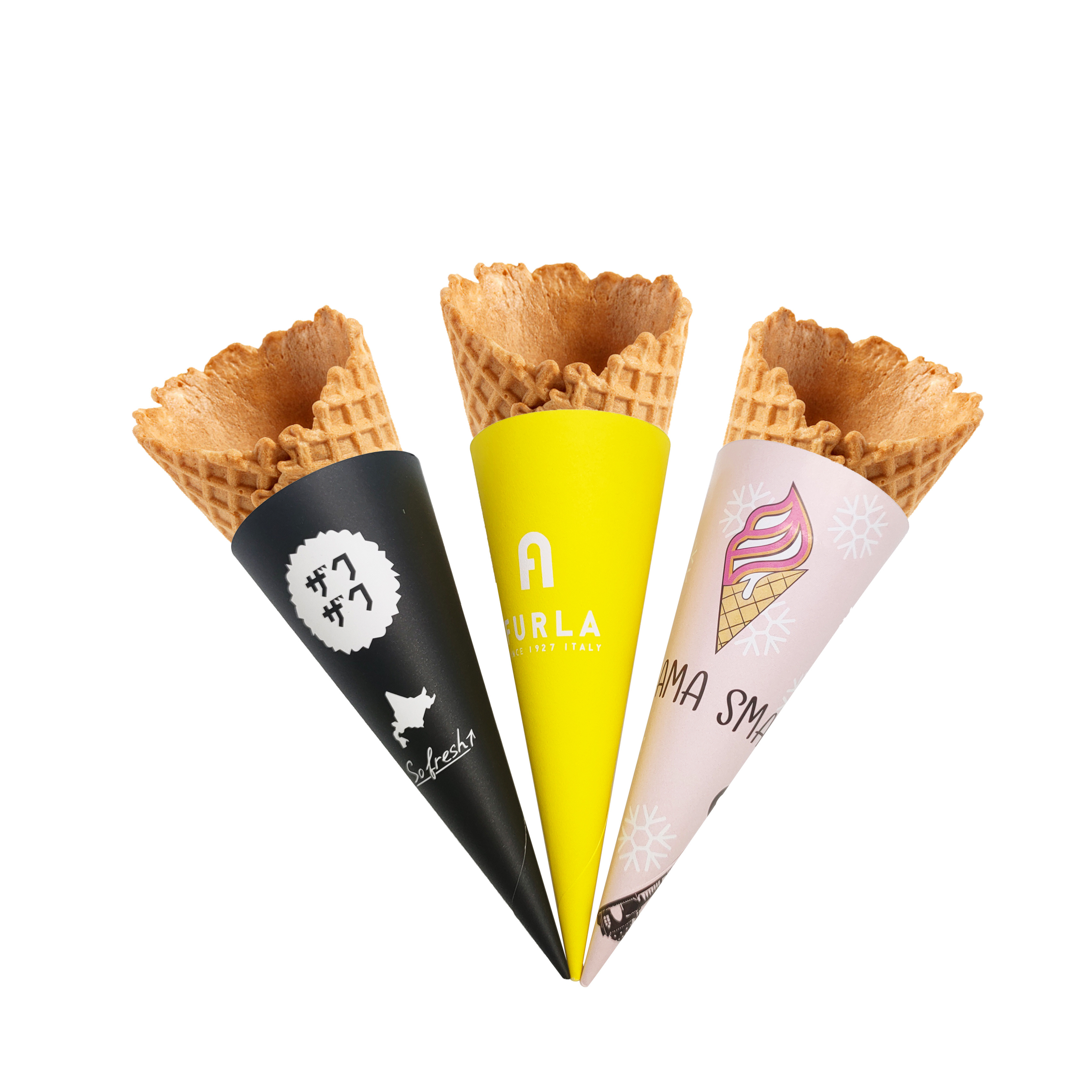 CustomDisposable Hot Food Grade Paperboard Triangle Ice Cream Packaging Pizza Packing Kraft Paper Cone Egg Bubble Waffle Holder