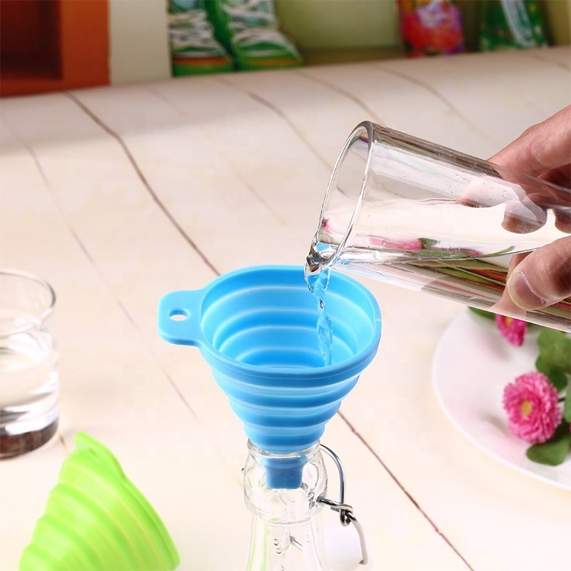 Food Grade Silicone Collapsible Funnel Silicone Foldable Kitchen Funnel for Liquid/Powder Transfer