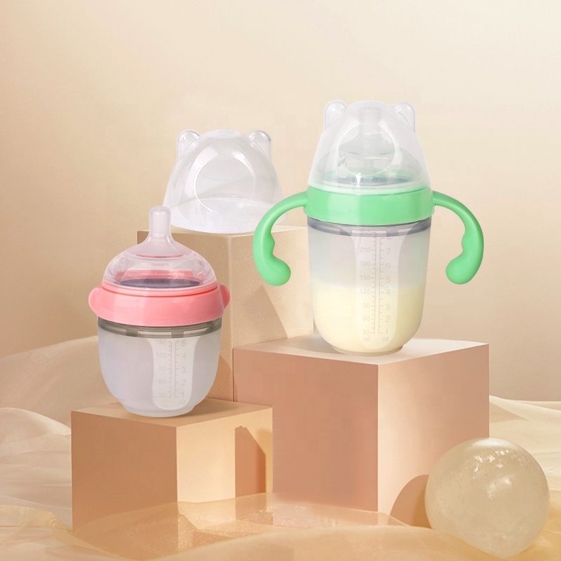 Wellfine Portable 150ml/250ml Baby Feeding Profuct Hands Free anti colic Baby Milk Feeding drink Food Nipple Bottle with Cover