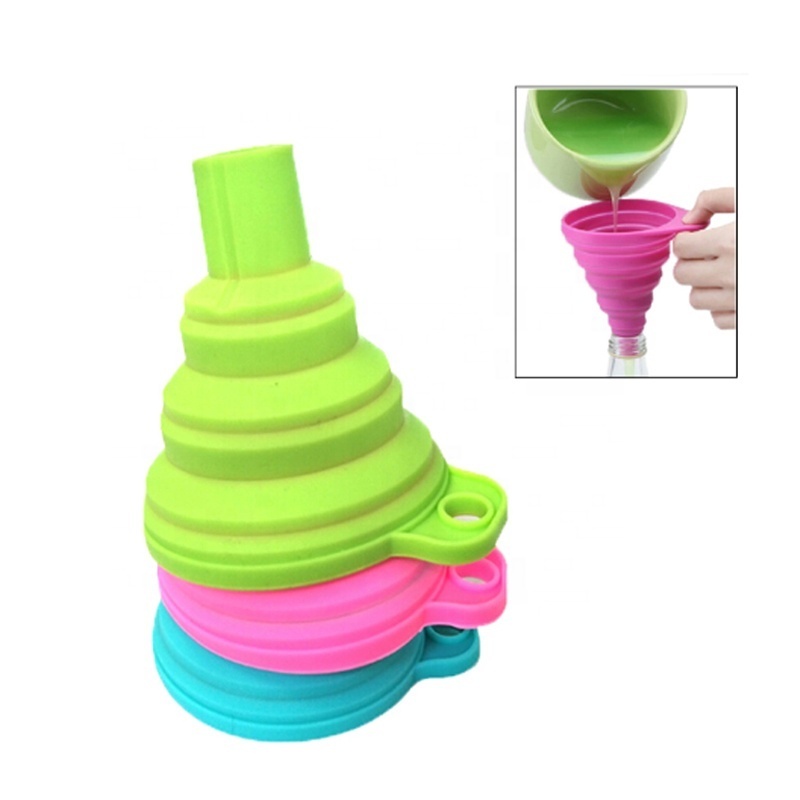 Food Grade Silicone Collapsible Funnel Silicone Foldable Kitchen Funnel for Liquid/Powder Transfer