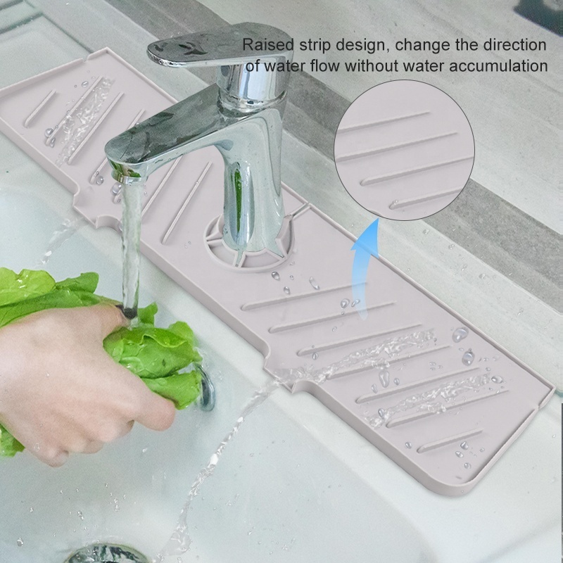 Wellfine Hot Sale Silicone Sink Faucet Mat for Kitchen Drying Draining Pads Splash Guard Silicone Faucet Mat