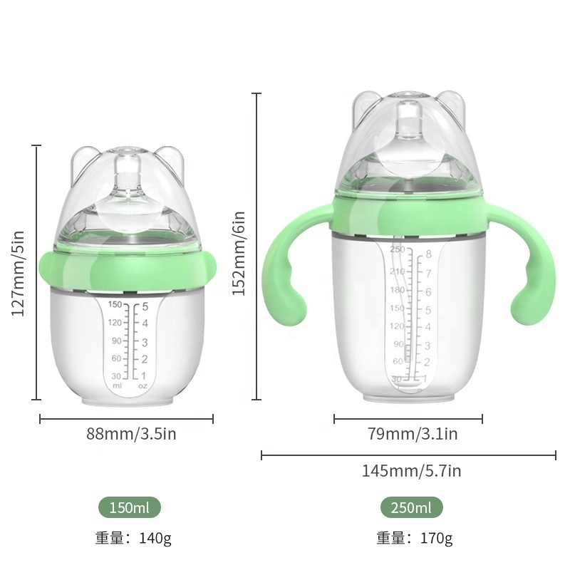 Wellfine Portable 150ml/250ml Baby Feeding Profuct Hands Free anti colic Baby Milk Feeding drink Food Nipple Bottle with Cover