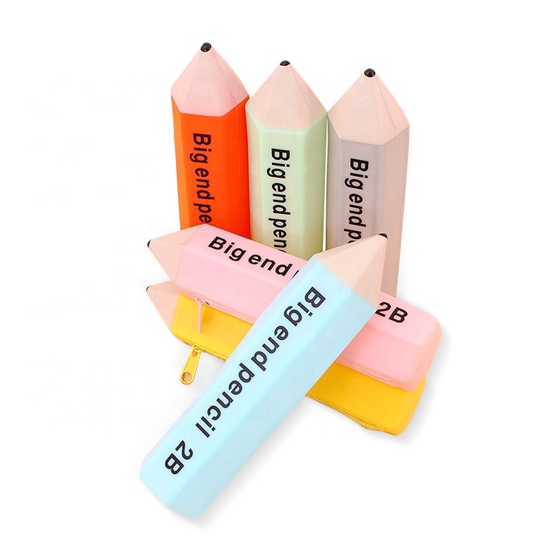 Hot Selling,Unique  Soft Custom Silicone School Pencil Case With Nylon Zipperfor Cute School Supplies/Stationery Kids Students