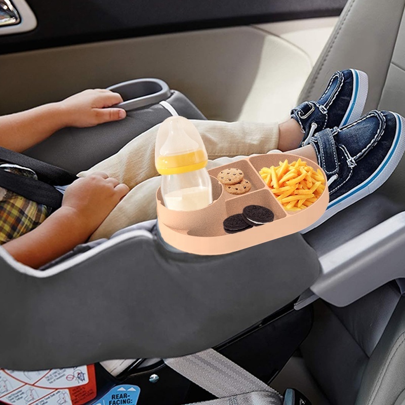 Silicone Baby Car Seat Table Kids Travel Tray With Cup Holder Snack Tray Road Trip Activities