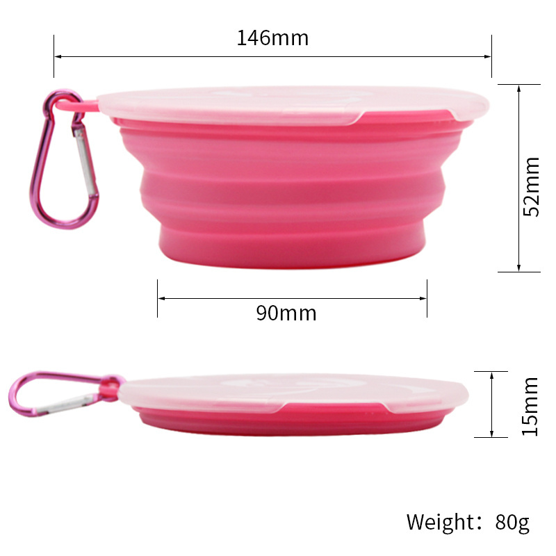 Portable Silicone Pet Bowl  Silicone Slow Feeder Collapsible sublimation Dog Bowl  white non slip folding dog bowl with Lid