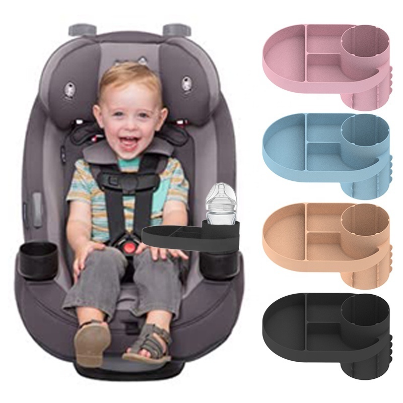 Silicone Baby Car Seat Table Kids Travel Tray With Cup Holder Snack Tray Road Trip Activities