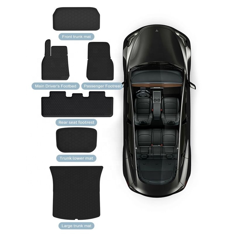 Factory Wholesale Auto Accessories Custom Wear-resistant Silicone Car Floor Foot Mats 3d Car Mat for TESLA Model Y