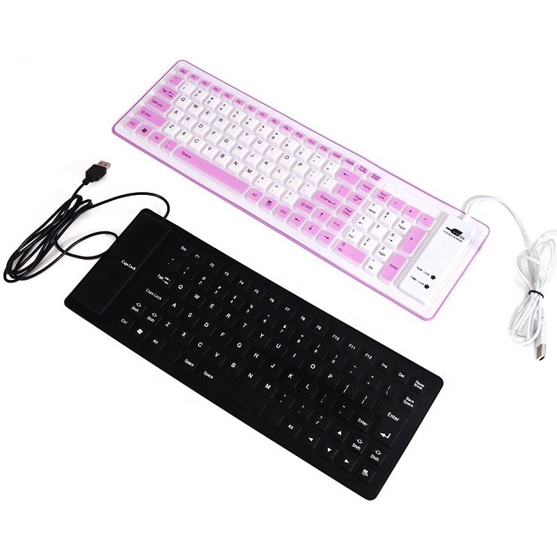 Wellfine Wired USB Cable Soft Washable Waterproof Silicone Flexible keyboard for Laptop Tablet Office