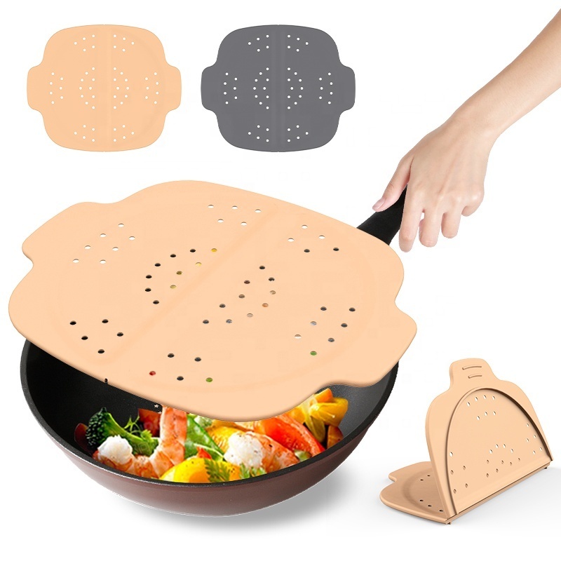 Collapsible Silicone Cooking Splatter Screen  Oil Grease Splatter Screen for Frying Pan Foldable Microwave Splatter Screen