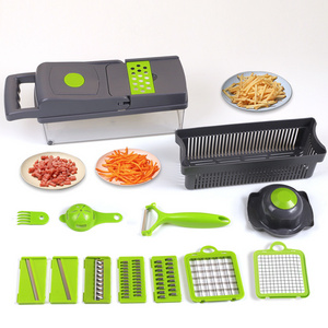 2023 Hot Selling 12 in 1 Multifunctional Hand Held Onion Cutter Potatoes Peeler Fruits Slicer Manual Vegetable Chopper