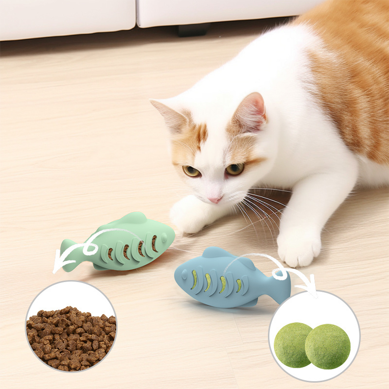 Customized Cat Mint Ball Fish Shaped Toys Pet Toys Interactive Ball Teeth Cleaning And Pet Licking Toys