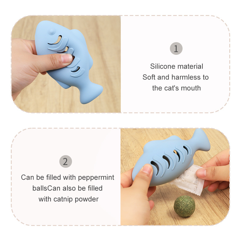 Customized Cat Mint Ball Fish Shaped Toys Pet Toys Interactive Ball Teeth Cleaning And Pet Licking Toys