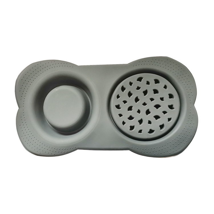 Customised Non-Skid Silicone Slow Feeder Dog Bowl Stop Bloating Chocking Silicone Mat Stainless Steel Water Bowl for Pets